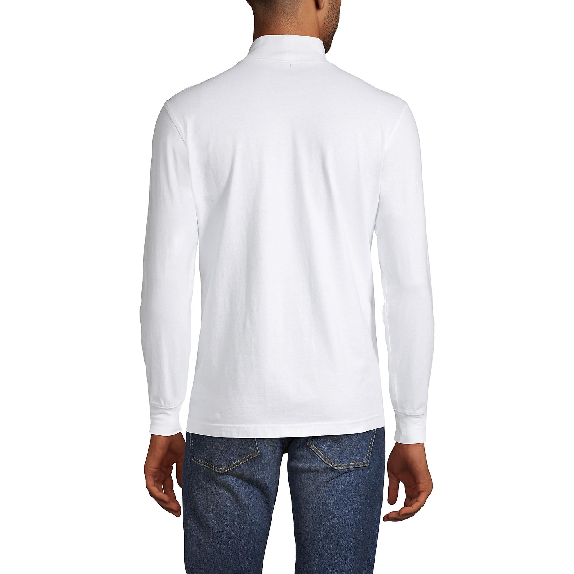 Lands' End Mens Long Sleeve Super-T Mockneck White Regular Large