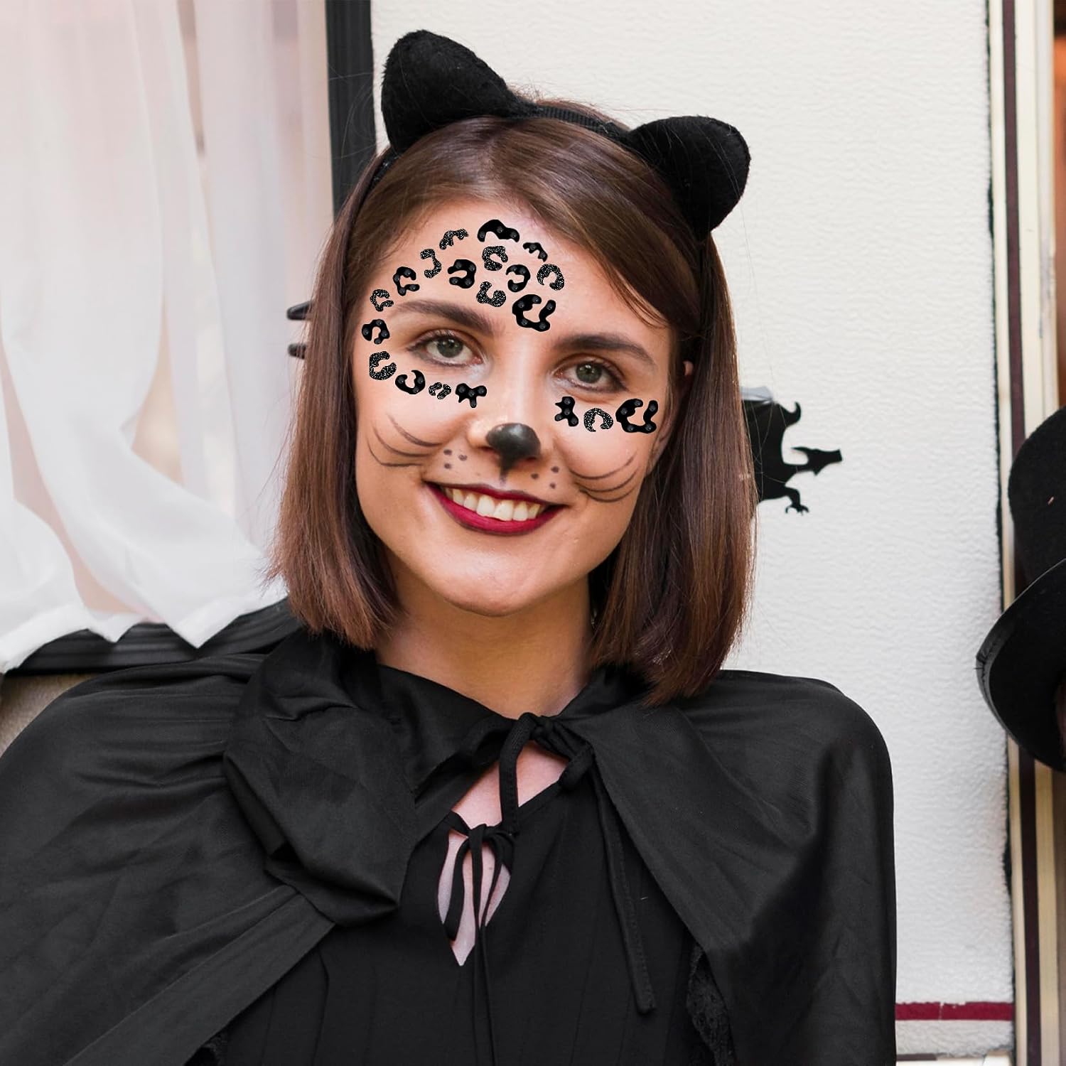 Cheetah Face Makeup Stickers Leopard Face Jewels Cheetah Makeup Gems Jewels Leopard Print Halloween Costume Accessories for Women(face2)
