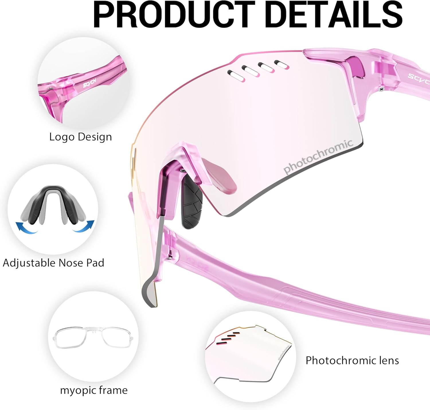 SCVCN Photochromic Cycling Glasses UV400 Protection for Women Men Sports Glasses TR90 MTB Running Mountain Bike S9A2 - Image 6
