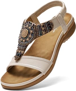 Littleplum Women's Arch Support Sandals Comfortable Orthopedic Walking Sandals Bohemian Summer Beach Flip Flops