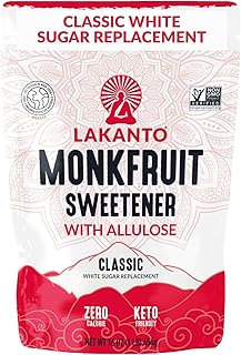 Lakanto Classic Monk Fruit Sweetener with Alulose - White Sugar Substitute, Erythritol Free, Gluten Free, Vegan, Compatible with Keto, Sugar Substitute (Classic White - 1 Lb - Pack of