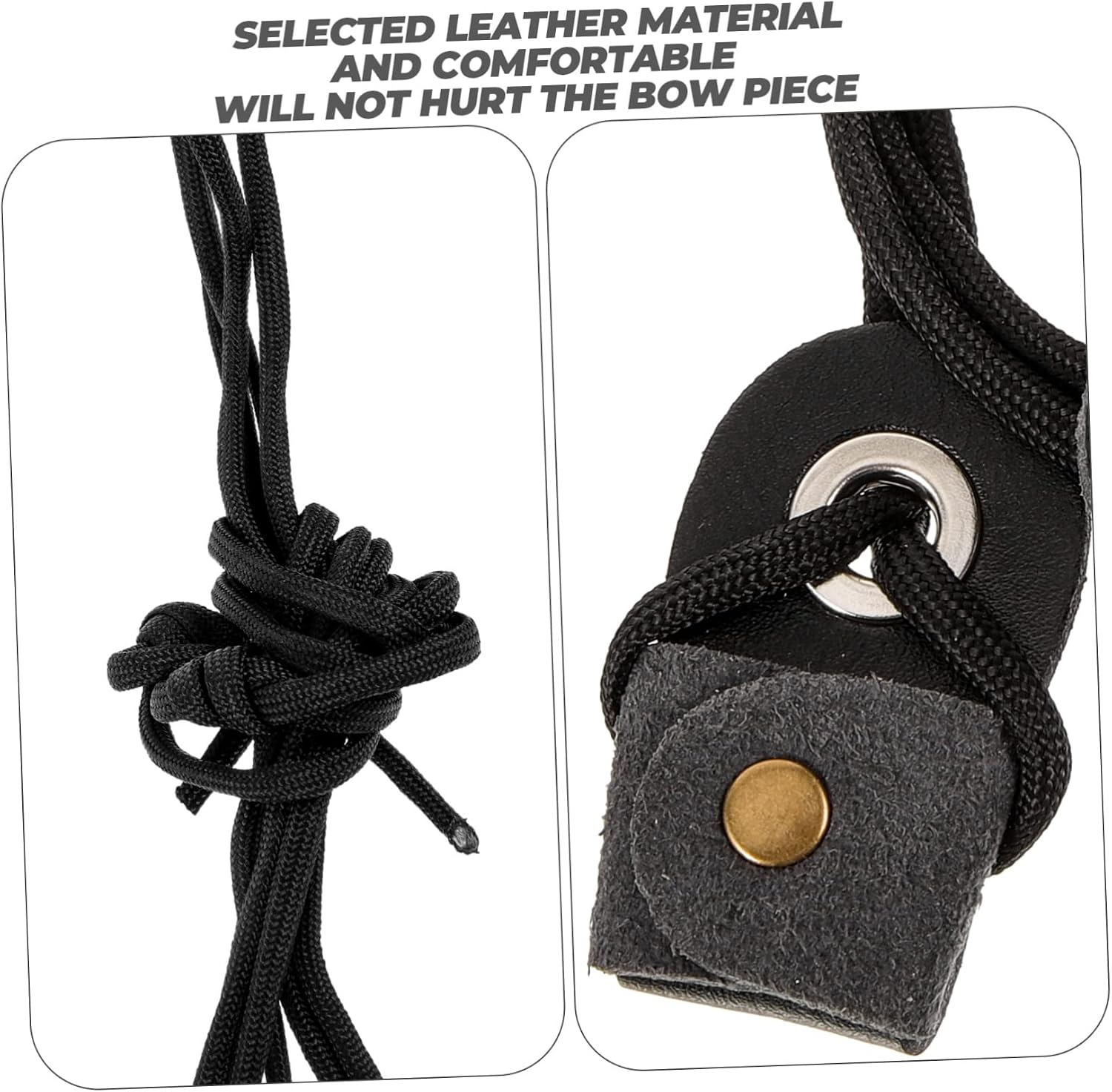1pcs Leather Recurve Bowstring Installation Tool Nylon and Leather Construction Easy to Use Accessory for Archery for Recurve and Traditional Bows Black