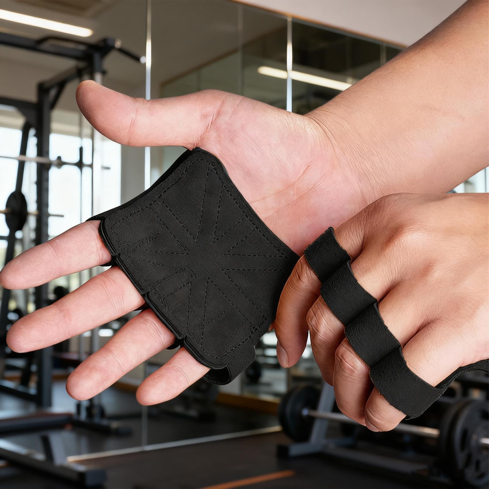 Coussinet De Poignée En Cuir Véritable Pour Sangles De Traction – Grip Antidérapant Et Respirant Pour Musculation, Haltéro Et Tractions