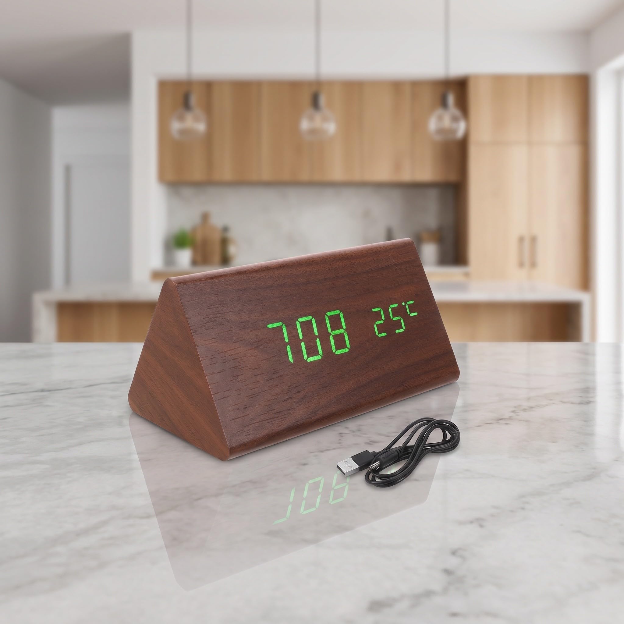 Zerodeko Reloj Despertador Digital, Reloj LED Triangular silencioso con luz