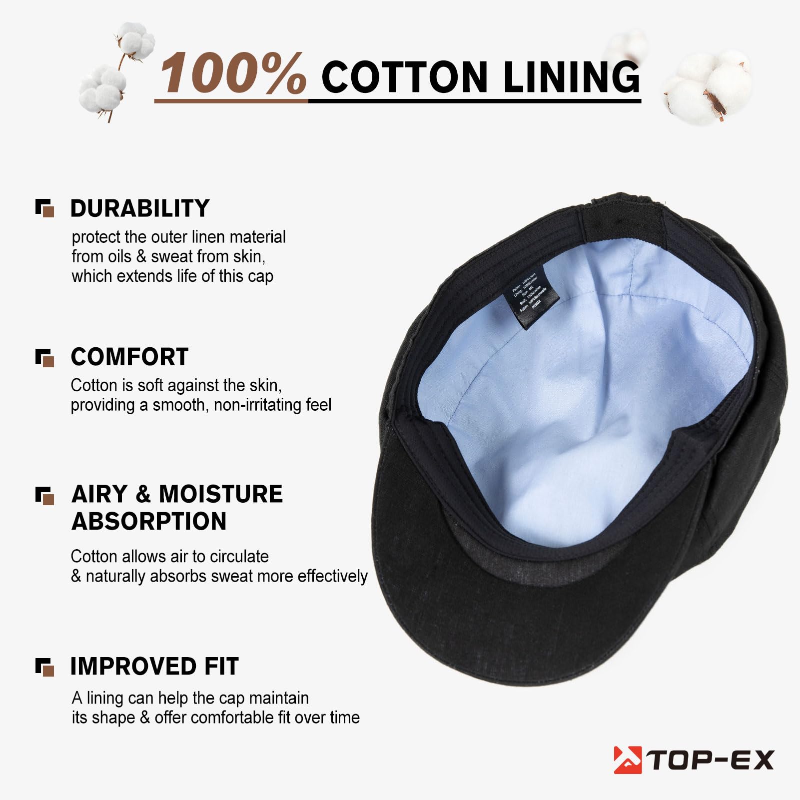 TOP-EX Newsboy - Gorra para hombre, con panel trasero elástico, 8 paneles, gorra plana ligera