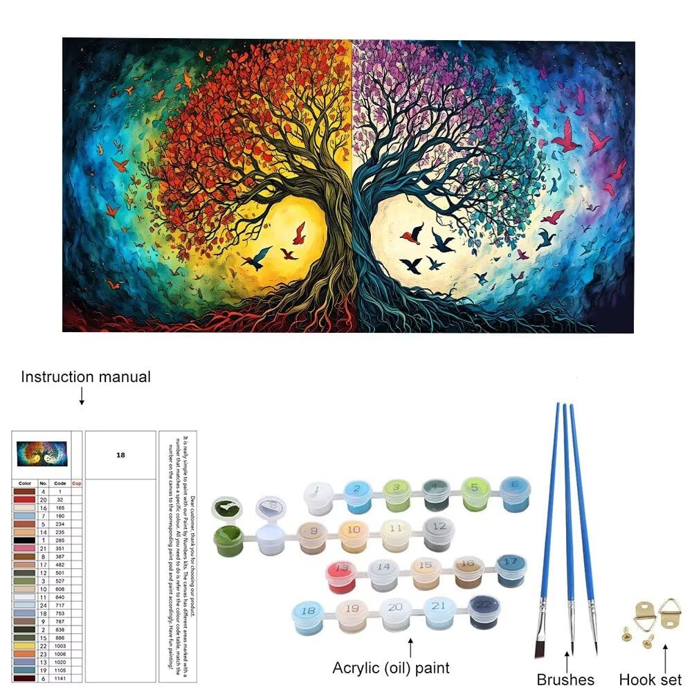 Peinture par numéros à faire soi-même, arbre et rivière par numéros