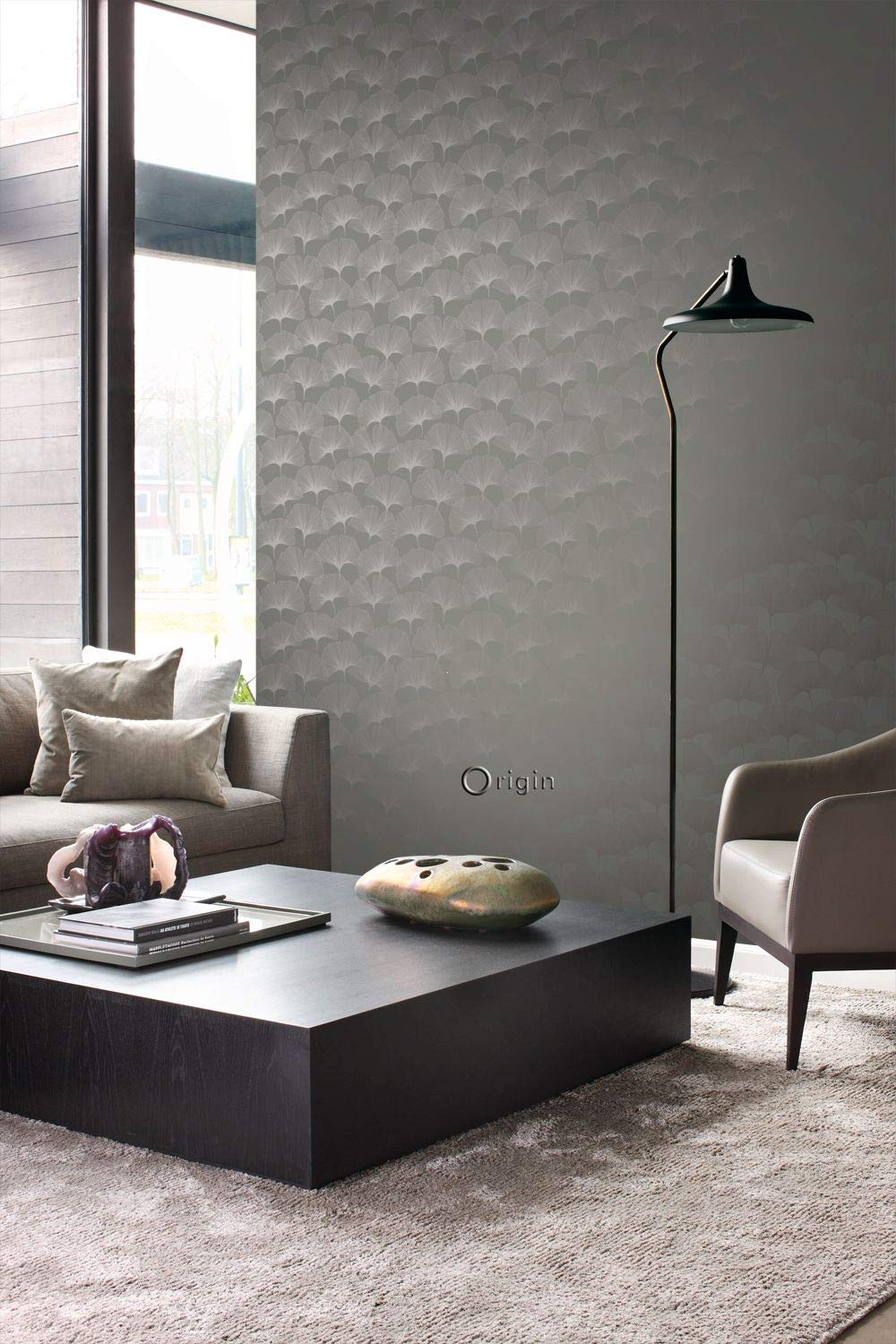 Origin Wallcoverings Tapeta liście miłorzębu ciepłej szarości 53 cm x 10.05 m