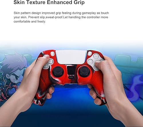 Miniatura 5 de Skin para empuñaduras de controlador de PS5, cubierta con patrón de textura de piel para Playstation 5, funda de silicona antideslizante a prueba de