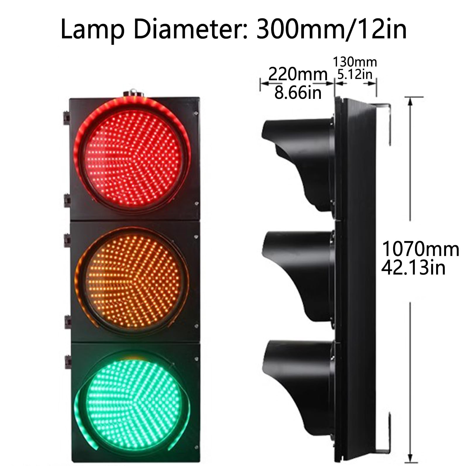 Sygnalizacja świetlna LED, sygnalizacja świetlna LED - 30 cm czerwona/zielona/żółta przemysłowa lampa bay do doków ładowania, opłat drogowych, myjni samochodowych, skrzyżowań i pasów postojowych (12 V