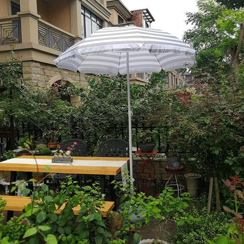 LKP Outdoor Patio Umbrella Table Umbrella Striped Umbrella W/Tilt Beach Umbrella Garden Backyard Lawn Sunshade Umbrella (Grey & White Stripe) : Patio, Lawn & Garden