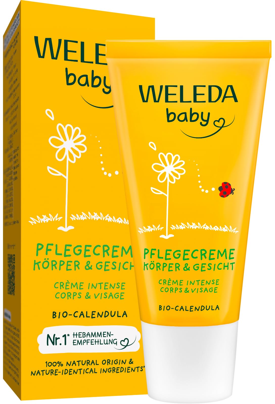 WELEDA Bio Baby Calendula Pflegecreme Körper & Gesicht 30ml - Naturkosmetik Gesichtscreme / Hautcreme mit Sesamöl & Lanolin zur Pflege trockener Haut. Babypflege Feuchtigkeitscreme für Babys & Kinder