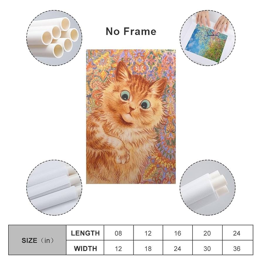 中国絵画　猫　レトロ　ビンテージ　作者不詳 アンティーク NO.61】子供と三毛猫アートポスター☆絵本インテリアレトロ