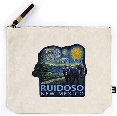 Lantern Press Ruidoso, New Mexico, Starry Night, Bears, Contour (100% Cotton Canvas Travel Accessory Go Bag)