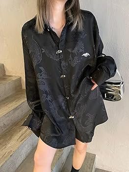 Amazon | [WANSHIX] 黒シャツ 長袖シャツ レディース