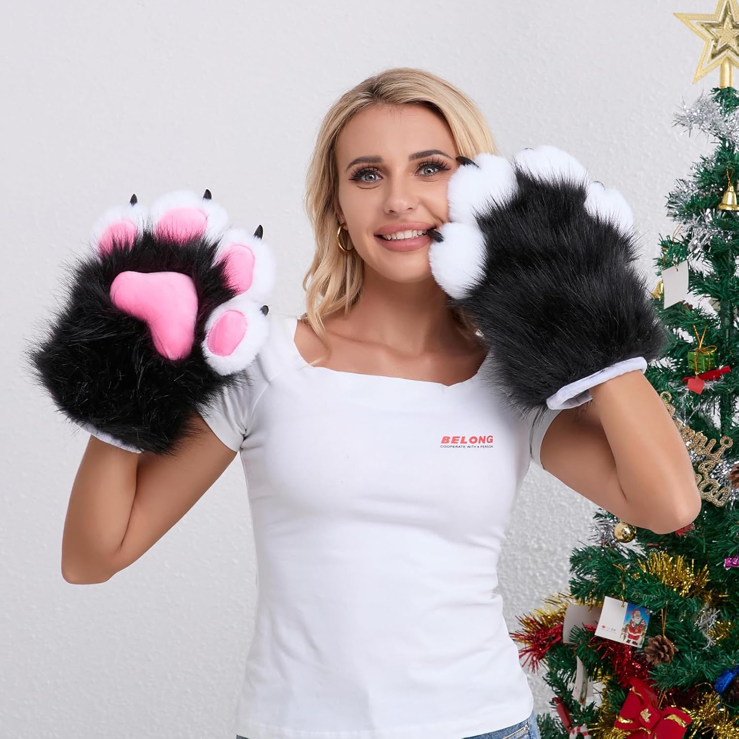 Faux Fur Therian Paws Realistic Wolf Paw Gloves Comfy Warm Furry Paws Cat Paw Gloves for Cosplay & Christmas - Image 3