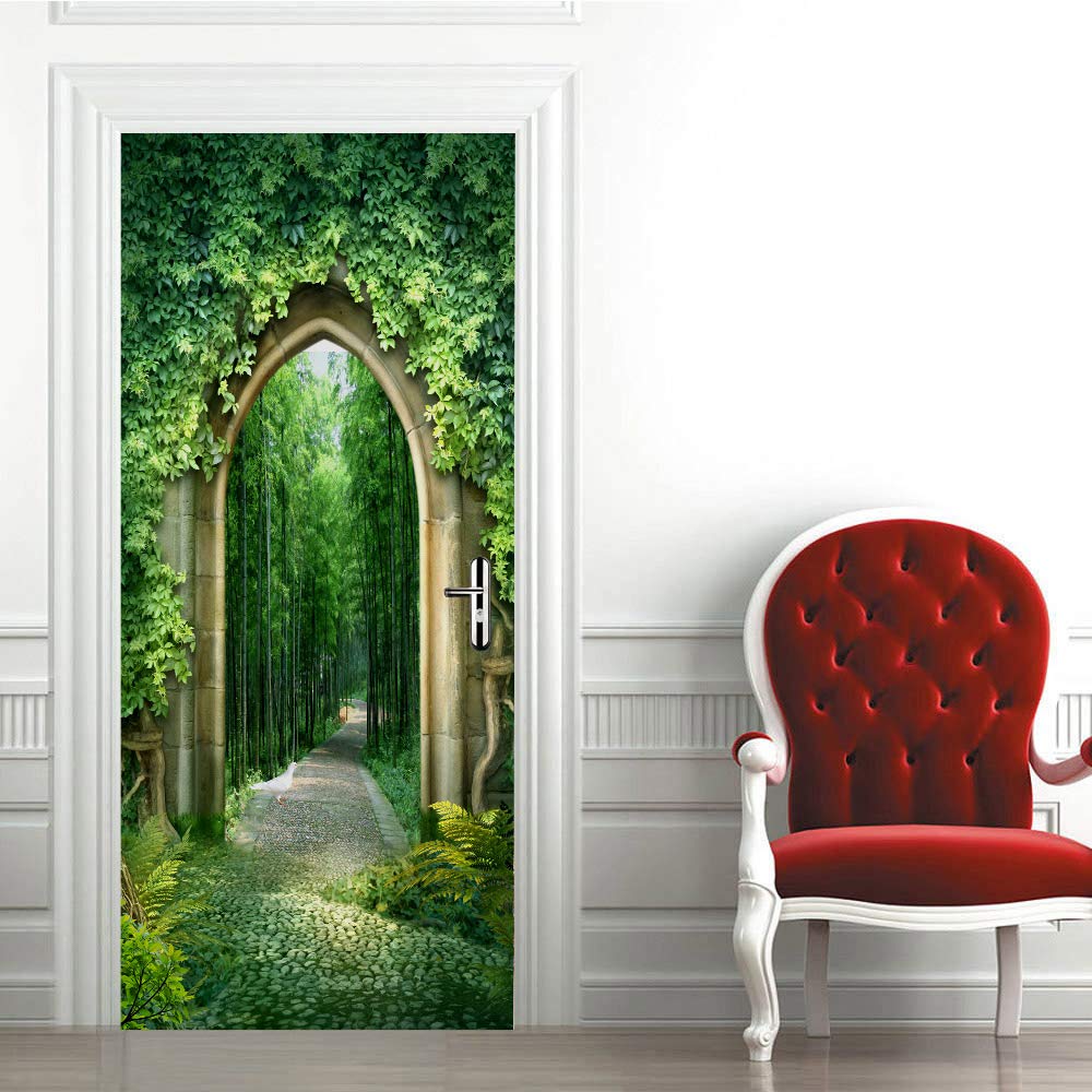 Sticker porte trompe l'oeil pour cacher les défauts muraux 83x204 cm