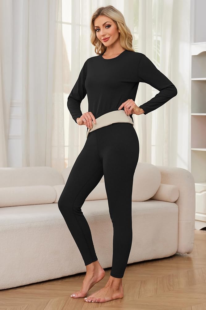 トップス SECOND/LAYER VEAL THERMAL WHITE TELALEO 2 Sets Thermal Underwear for Women Long Johns Double