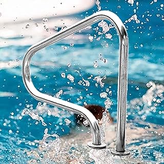 Pasamanos para piscina Pasamanos de acero inoxidable para piscina Pasamanos para piscina Pasamanos para escaleras de piscina Pasamanos con cubierta de agarre azul, color plateado a prueba de óxido p