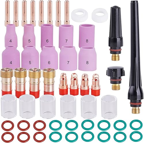 Miniatura 2 de 55 unids tig soldadura antorcha Stubby Gas lente #10 Copa de vidrio Accesorios Kit para TIG WP-171826