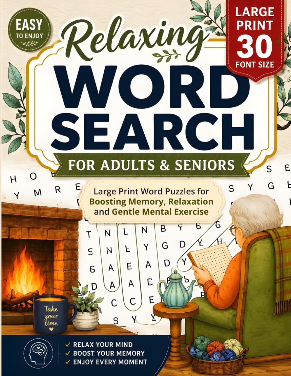 Relaxing Word Search for Adults & Seniors: Large Print Word Puzzles for Boosting Memory, Relaxation and Gentle Mental Exercise