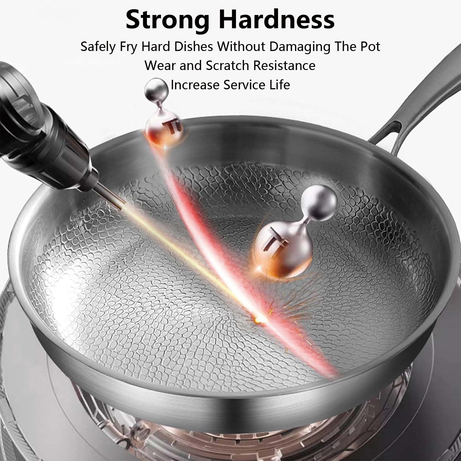 Pfanne Aus Reinem Titan, Titan Pfanne Unbeschichtet,Titanium Hammered Pan Pro mit Deckel und Spatel,Ultra Durable, Kratzfest, Titanpfanne 26CM Geeignet für Alle Herdarten (M)