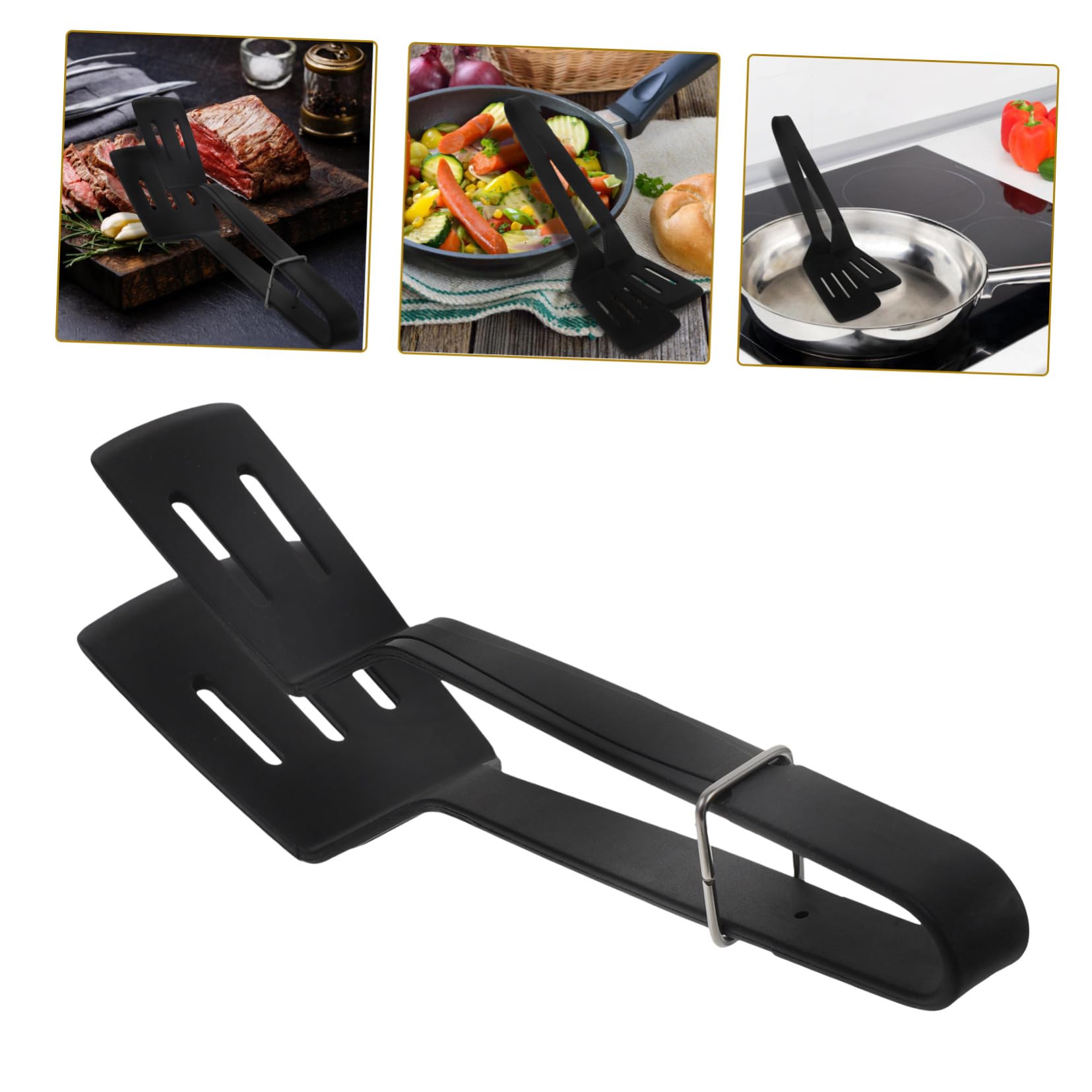 5 Pezzi Pinza Silicone Multifunzionale per Grigliate e Spatola Antiscivolo con Design Compatto e Resistente Utensile per Friggere e Girare Alimenti