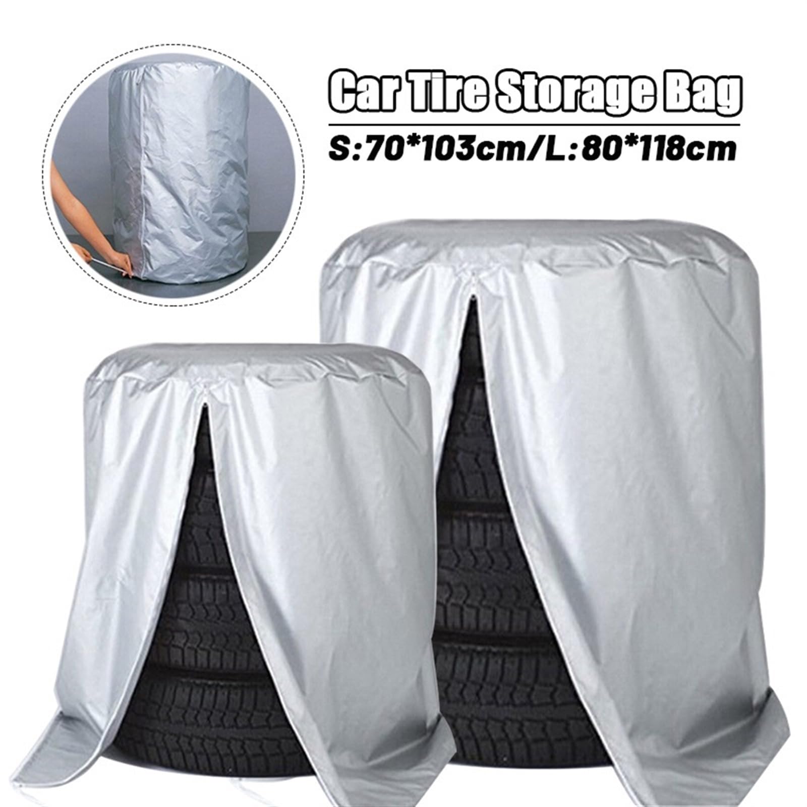 Reifentaschen Multi-Size-Oxford-Stoff, beschichtetes silbernes Tuch, Auto-Reserveradabdeckung, Reifen, staubdicht, regendicht, Aufbewahrungstasche, Radschutz (Color : L)