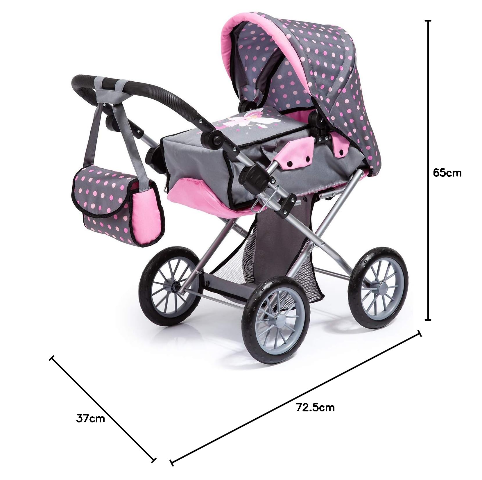 Bayer Design Poussette Landau pour poupée City Star avec Sac à bandoulière | transformable en poussette canne pour poupées, nacelle amovible, poignée réglable, pliable, pour les enfants 3+ ans