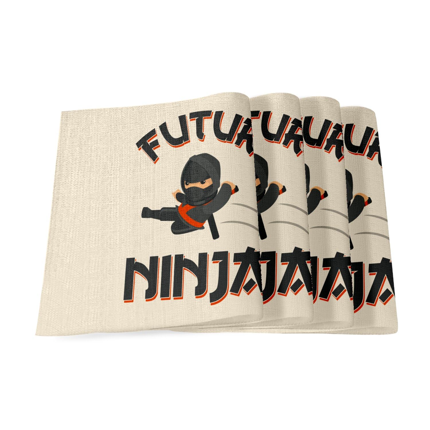 Set de table en lin Ninja Japonais grand format lavable pour repas sans tache