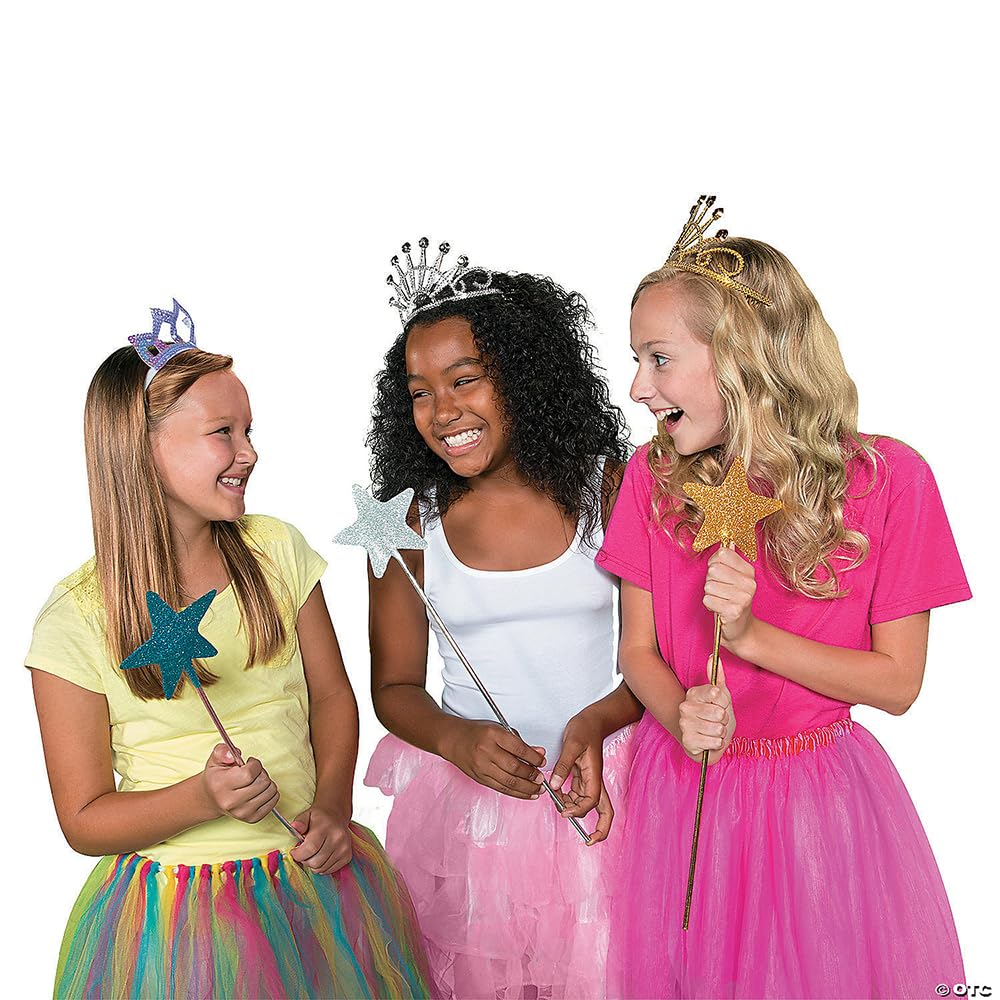 Fun Express Pastel Sequin Princess Tiaras - Set of 12 crowns - Girls Birthday Party, Dress up and Halloween Supplies