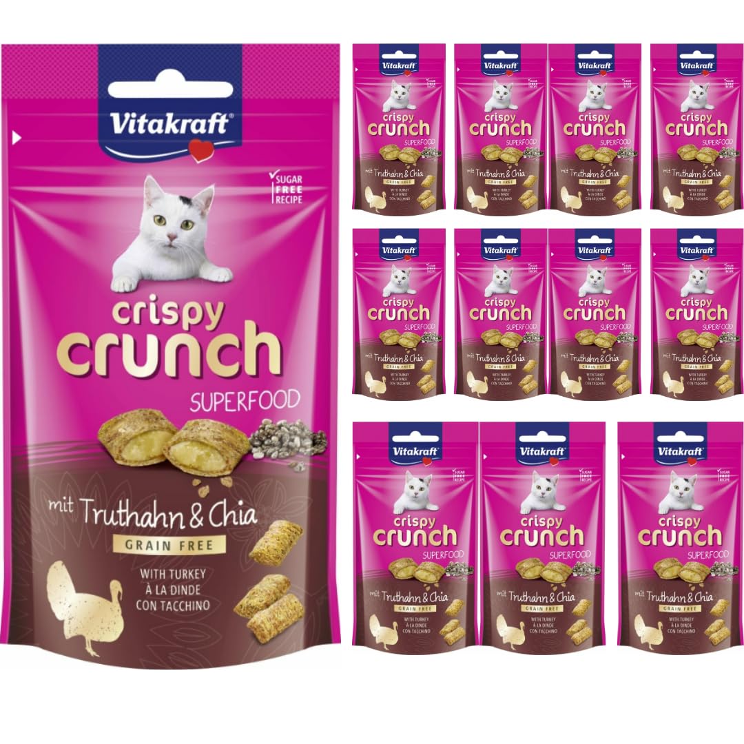 Mit Pufai Grocery, Crunch mit Truthahn & Chia Katzensnacks Snackfutter für Haustiere 60 Gramm x 12 STÜCK