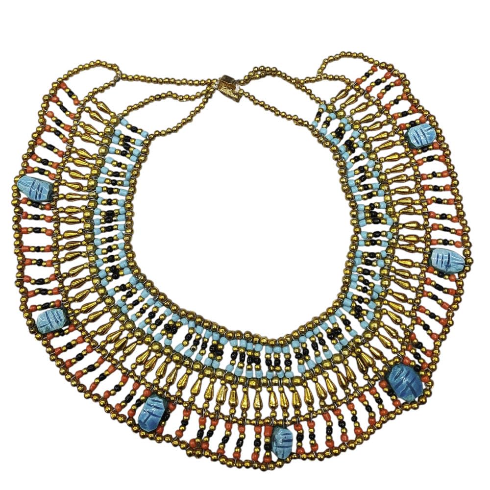 Brustkette Modell Kleopatra, antikes Ägypten, handgefertigt in Ägypten, ideal für Karneval und Bauchtanz, Maße: 28 cm breit und 14 cm Innenraum, Ref. 12M