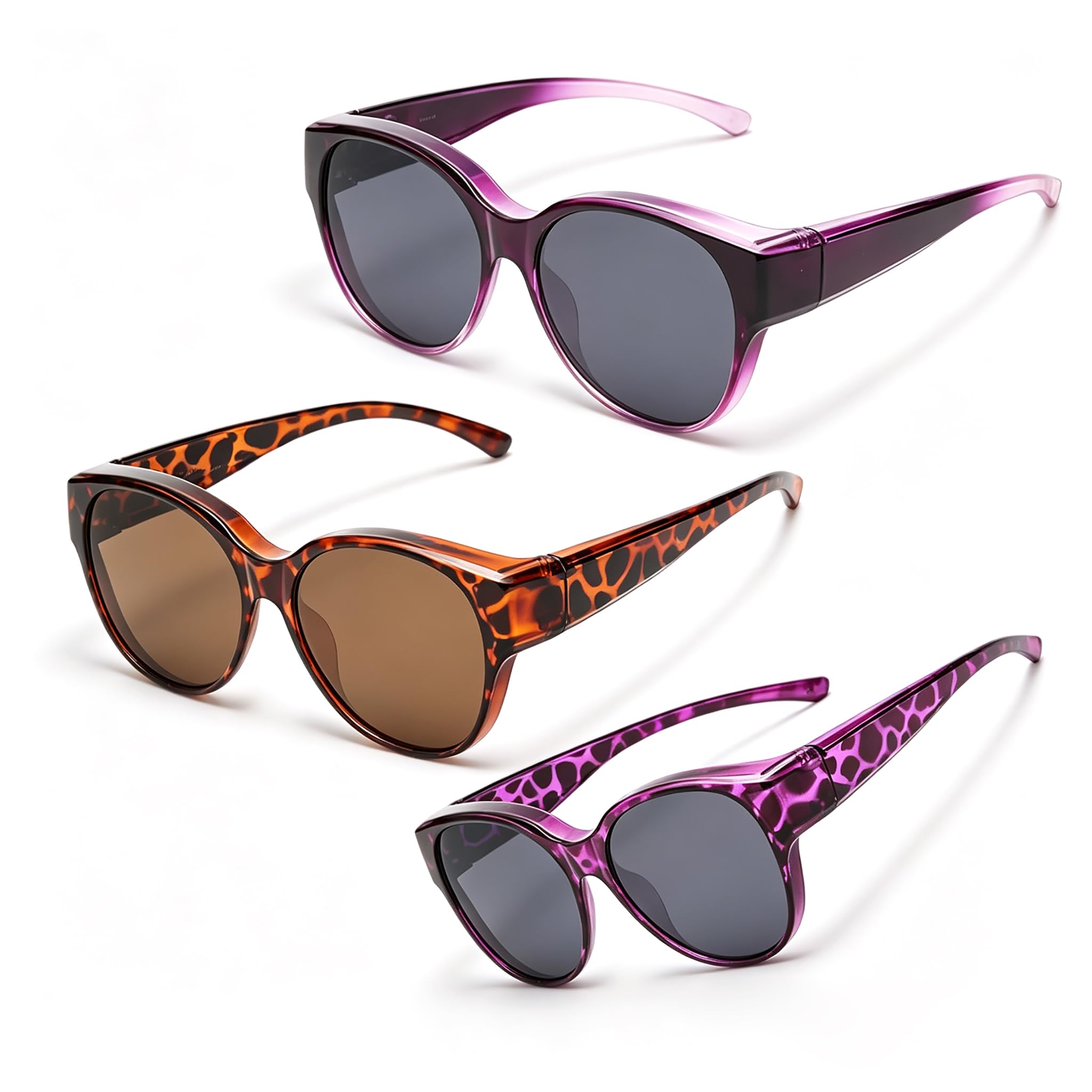 3-Piece Over Glasses Sunglasses for Women, Polarised UV400 Protection for Driving Daily Use-picture-31