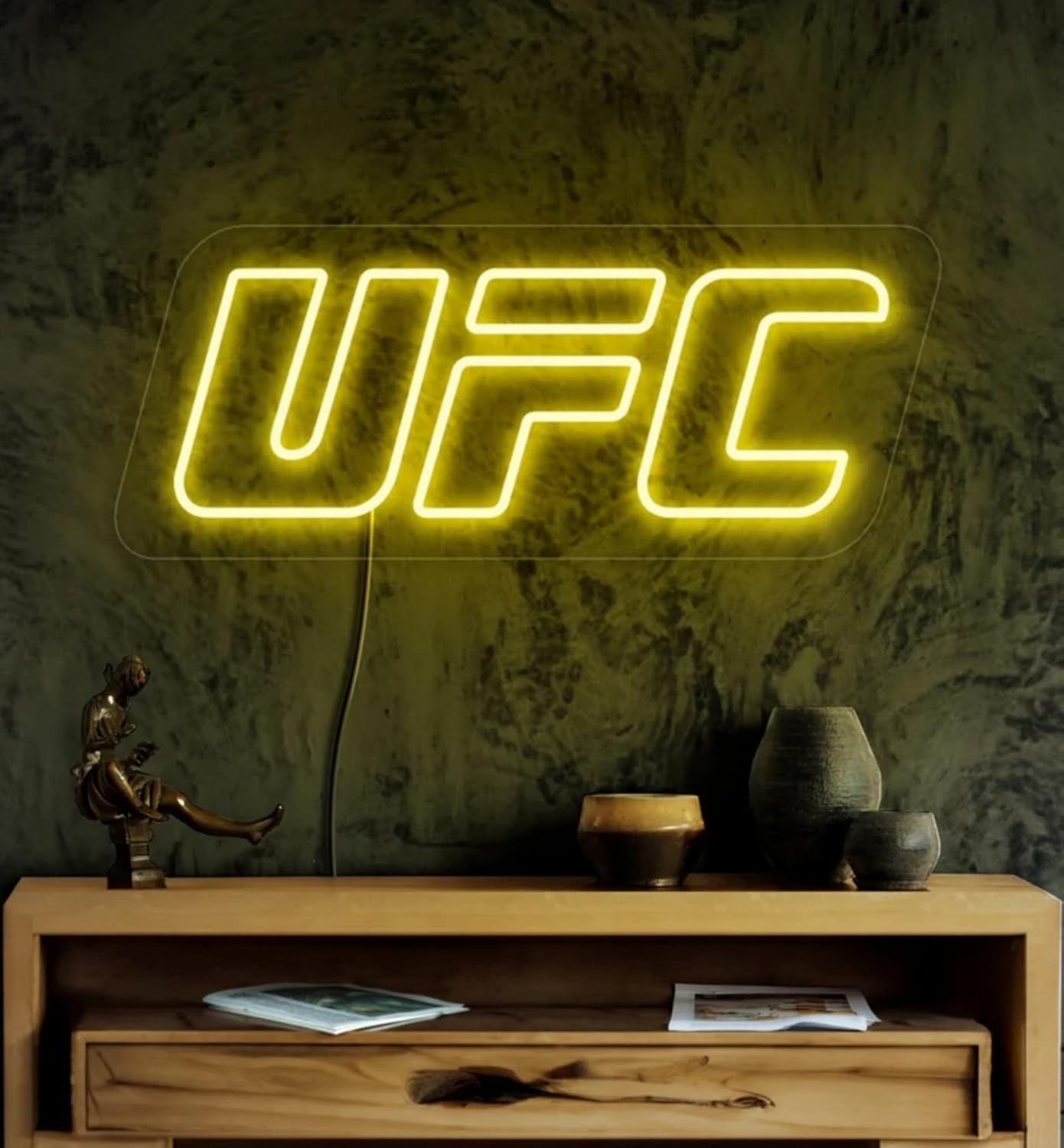 Ufc Neon Sign, Led Wall Light Ufc, Ufc Logo Light Up Sign, Boxing Gym Neon Decor, Fighting Sport Wall Art, Man Cave Ufc Neon Light for Home, 15.4"x6.3"