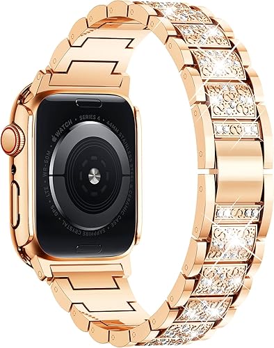 Miniatura 7 de Supoix - Correa de metal para Apple Watch + funda, incluye 2 protectores de pantalla para iWatch Series