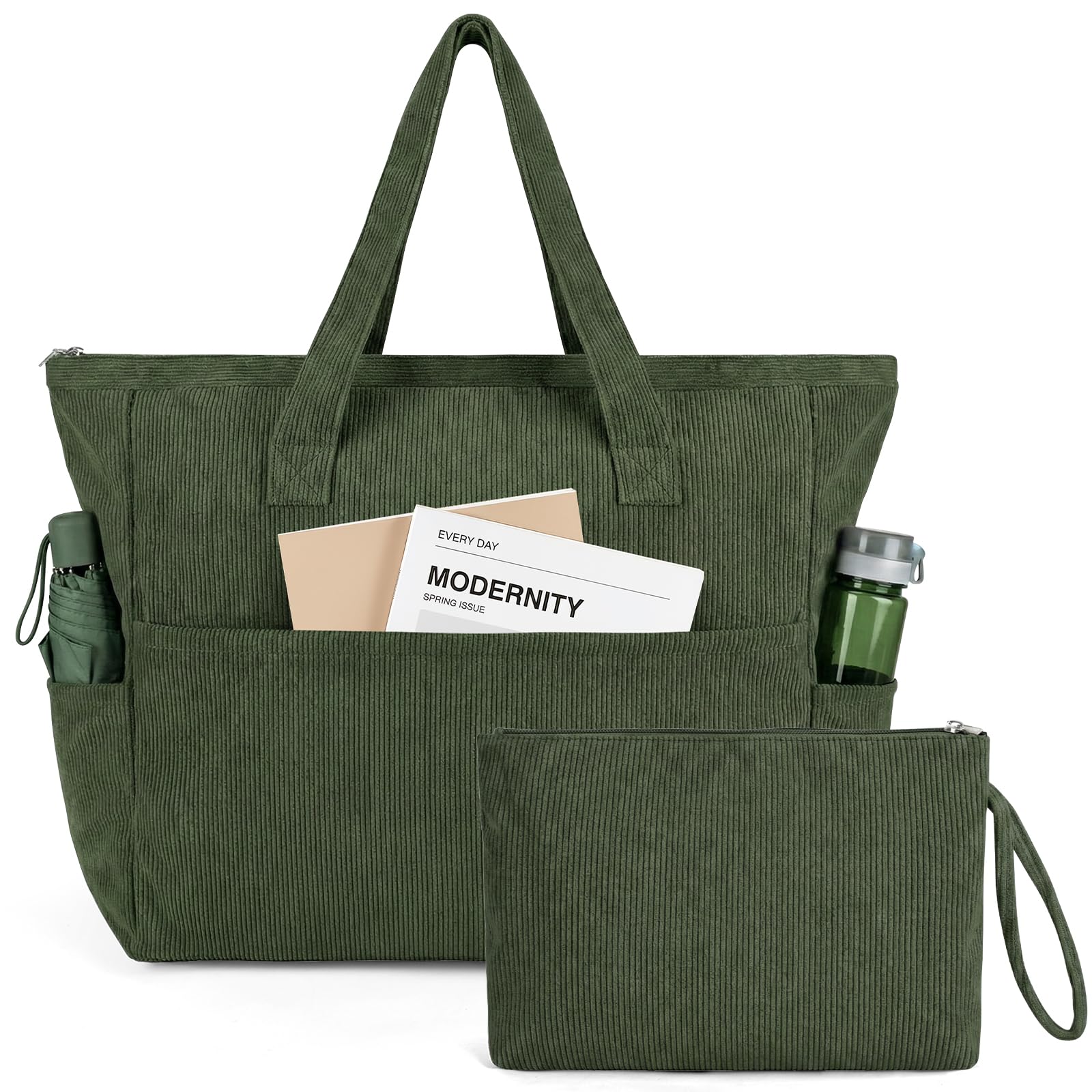 NADSSJL Cord Tasche Damen, Shopper Tasche Damen mit Reißverschluss, Tasche Arbeit Damen mit 17-Zoll-Laptopfach, Reisetasche Handtasche für Arbeit, Schule, Einkaufen und Gym