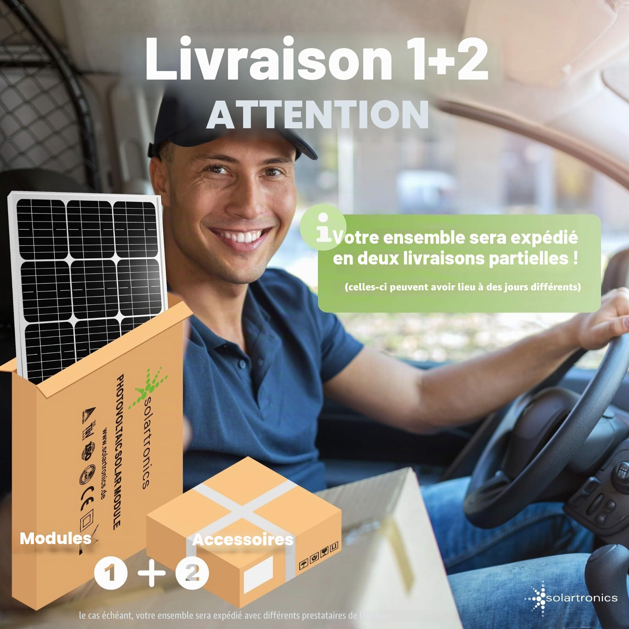 SOLARTRONICS Kit Complet 3 Panneaux solaires de 130 W, convertisseur de 1500 W, régulateur de Charge, Installation d'îlot photovoltaïque