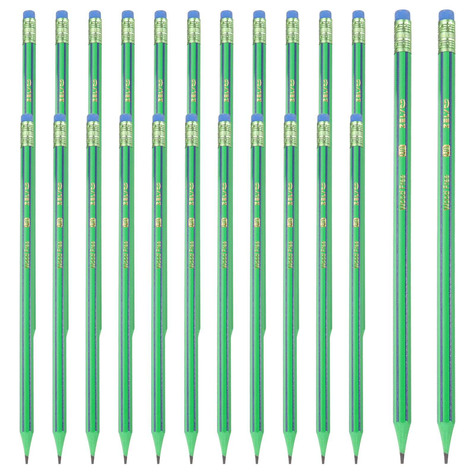 PATIKIL Round Pencils, 24 Pcs HB Graphite Pencil Wooden Pencils with Eraser for Classroom Office Writing Drawing Supplies, Green Black