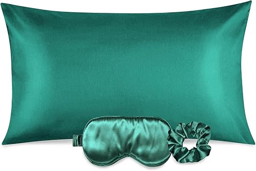 Miniatura 2 de Ciana Lujosa funda de almohada de satén para cabello y piel, juego de 2 fundas de almohada de satén, 1 máscara de ojos, 1 coletero, juego de sueño