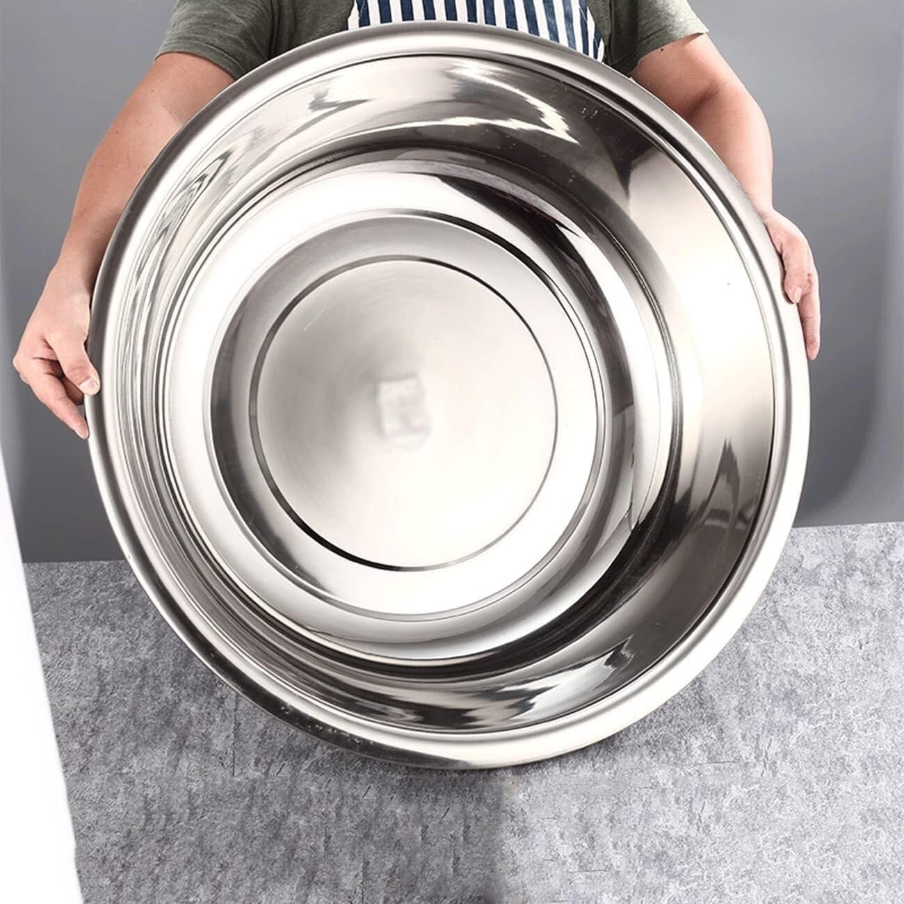 6-częściowy zestaw naczyń ze stali nierdzewnej 304 – tace do serwowania, miski do mieszania, garnki – 36–60 cm Pieczenie i gotowanie-