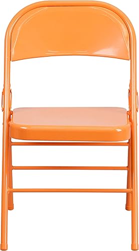 Miniatura 7 de Flash Furniture HERCULES COLORBURST Series - Silla plegable de metal con triple soporte y doble bisagra, color naranja