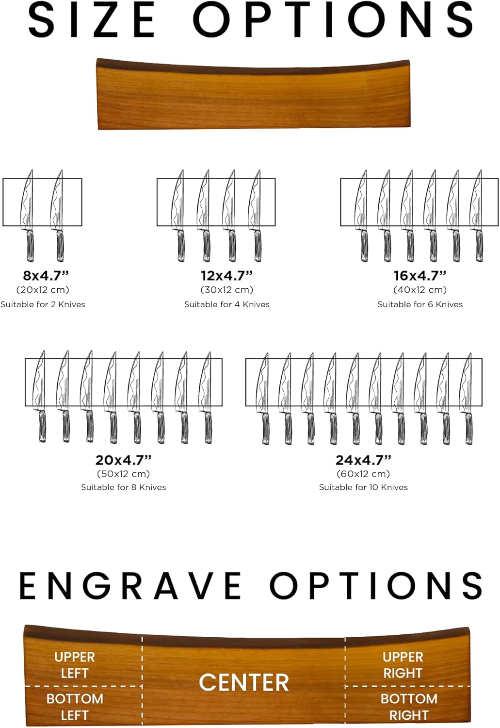 Custom Live Edge Walnut Knife Strip – Engraved Magnetic Wall Rack with Family Name – Handmade Kitchen Display Piece – Personalized Gift for Parents, Newlyweds or Housewarming