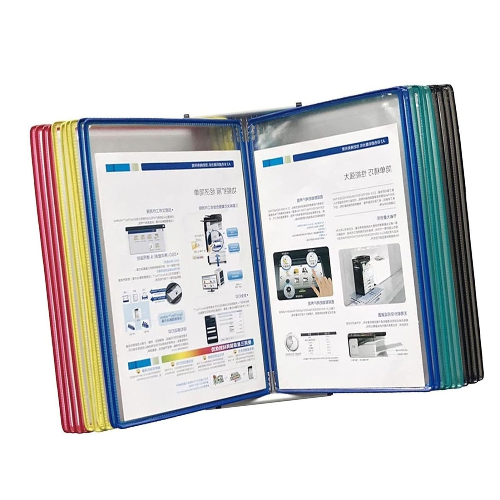 OLSKFUH Office Folders Desktop Flip Display Folder 20 Display Pockets Letter-Size Metal Catalog Display Rack Offi,Multicolor