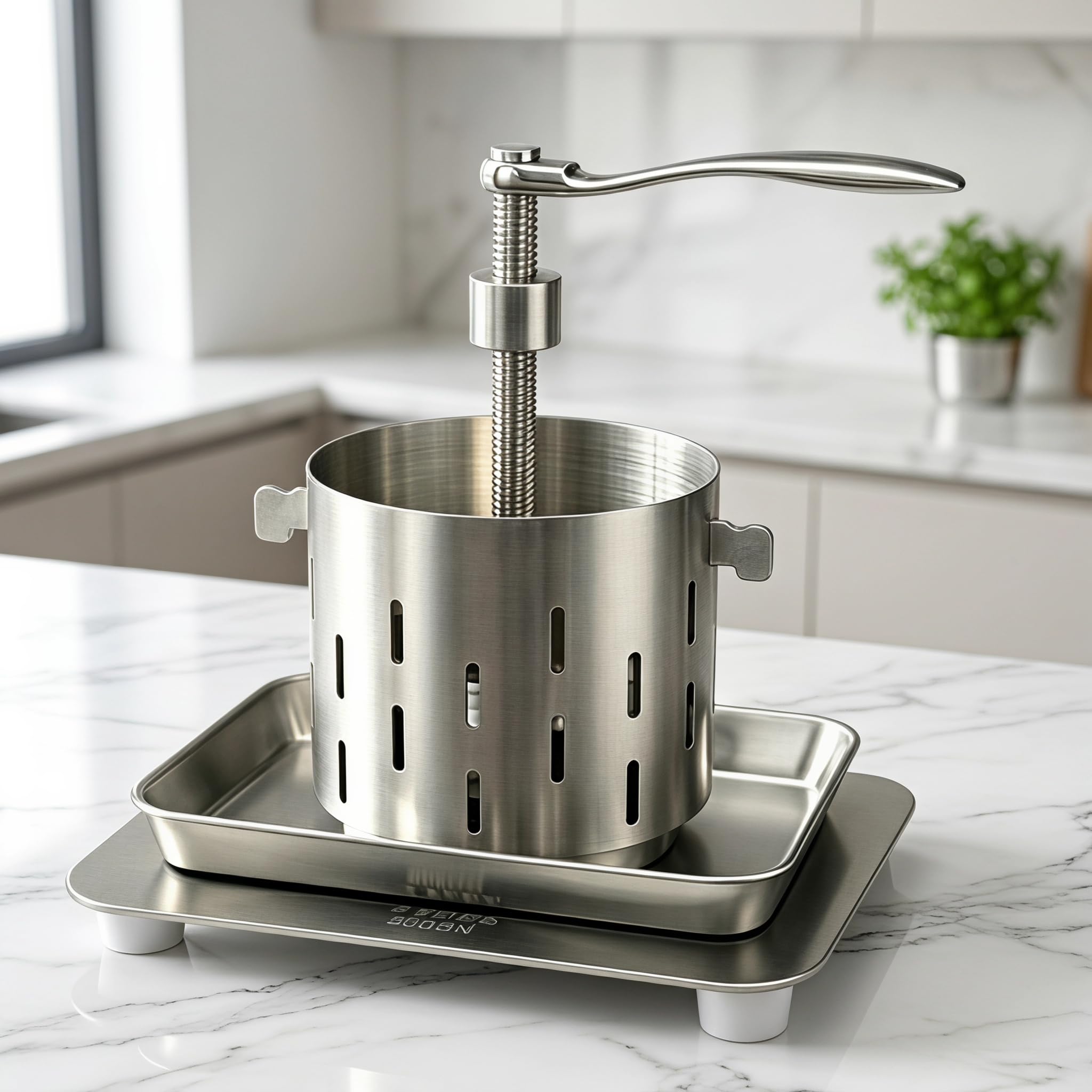 Tofu Press Paneer Maker, Edelstahl-Presswerkzeug mit Abtropfschale und Handtuch, leicht zu reinigen für vegetarische Rezepte, 1,8 Liter Fassungsvermögen