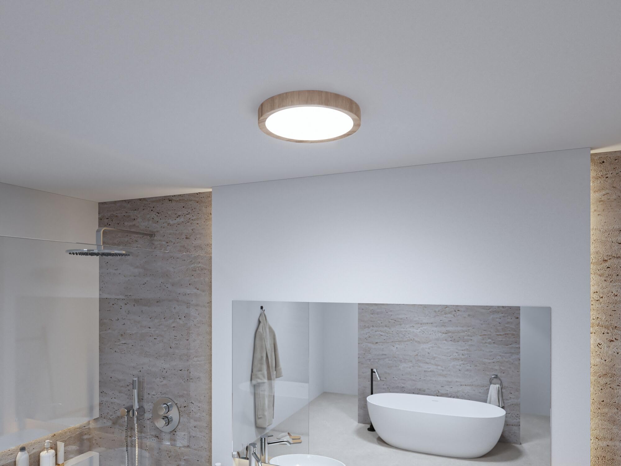 Paulmann 71085 Plafoniera Selection Bathroom LED Tega IP44 White Switch 1200lm 230V 22,5W effetto legno lampada per il bagno