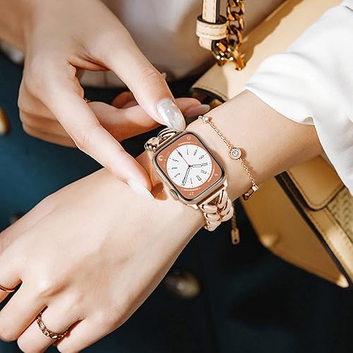 Miniatura 4 de VISOOM Pulsera brillante compatible con Apple Watch Series 8 de 1.654 pulgadas1.732 pulgadas1.772 pulgadas, Series 7SE, correa de metal de repuesto