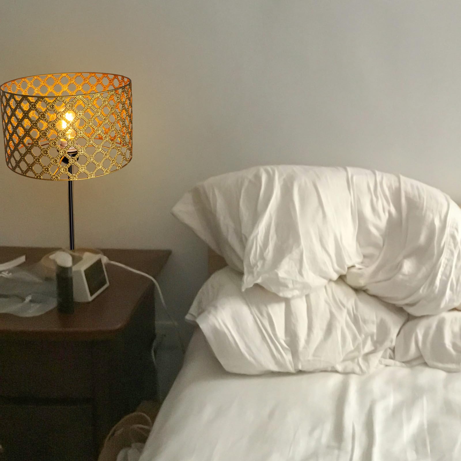 Moderno paralume rotondo in metallo, Design Floral Ribbon intagliato, per lampada da terra, lampada a sospensione, lampada da tavolo