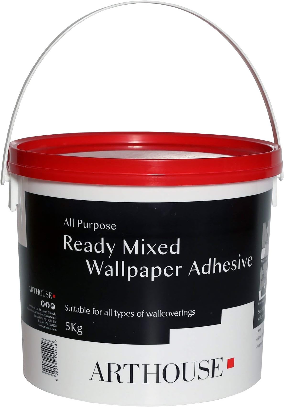 Arthouse Ready-Mixed Multi Purpose Wallpaper Paste - Paste the Wall and Paste the Paper Wallcoverings Adhesive - Extra-Strong Wallpaper Adhesive for Wallpapers - Hang up to 5 Rolls - Made in UK