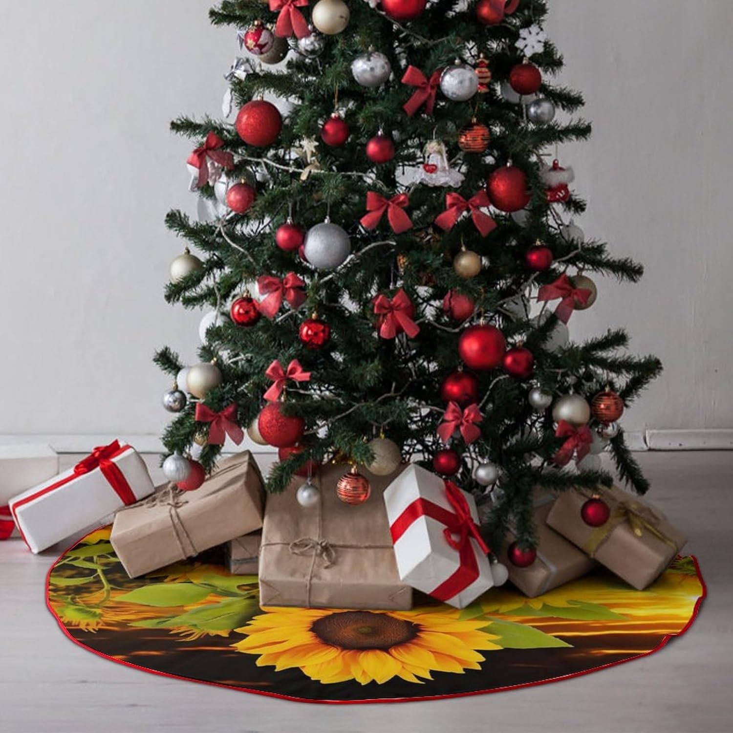 Christmas Tree SkirtSun Flowerclassic Fashion Tree Skirt Painted Multifunctional Christmas Tree Skirt