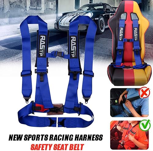 Vista 5 de RASTP Arnés de seguridad de 4 puntos con acolchado de 3 pulgadas (azul)